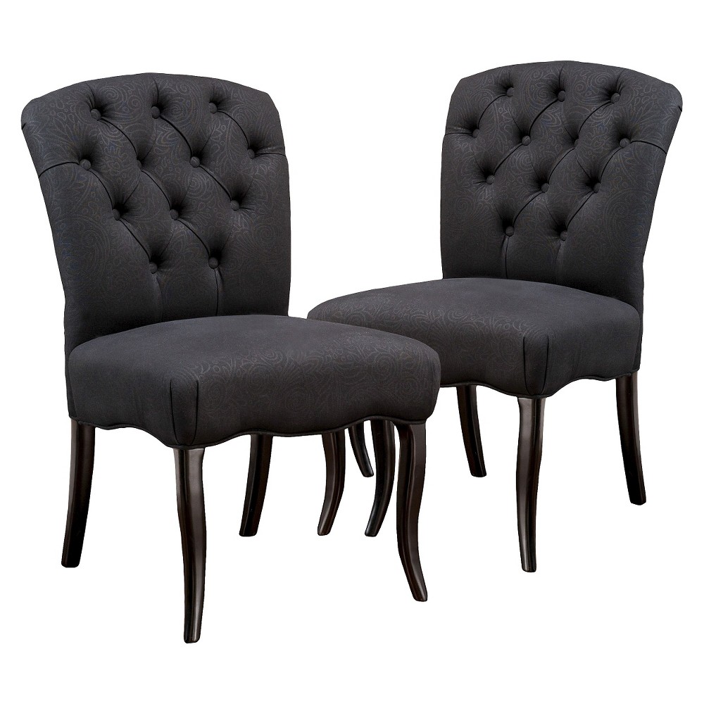 Photos - Chair Hallie Fabric Dining  Set 2ct Black - Christopher Knight Home