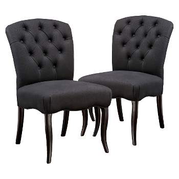 Hallie Fabric Dining Chair Set 2ct Black - Christopher Knight Home