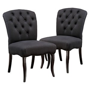 Hallie Pattern Fabric Dining Chair Wood/Black (Set of 2) - Christopher Knight Home