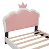 NicBex Twin Size Princess Upholstered Bed Frame with Crown-Shaped Headboard for Girls,Solid Wood Slats Support,Easy Assembly,White+Pink/Pink+White - 4 of 4
