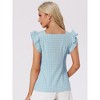 INSPIRE CHIC Women's Summer Gingham Square Neck Ruffle Sleeve Blouse - 4 of 4