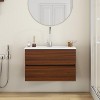 KWPZQEB 32" Modern Wall-Mounted Bathroom Vanity with Sink Combo, Floating Cabinet with 2 Drawer & Unique Handle-Free Design for Small Space - 2 of 4