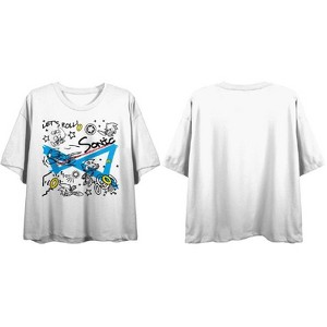 Sonic the Hedgehog Classic Let's Roll Women's White Graphic Crop Tee - 1 of 3