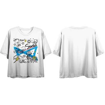 Sonic the Hedgehog Classic Let's Roll Women's White Graphic Crop Tee