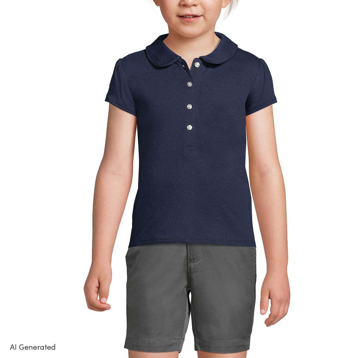 Lands' End Kids Short Sleeve Peter Pan Collar Polo Shirt - thumbnail 6