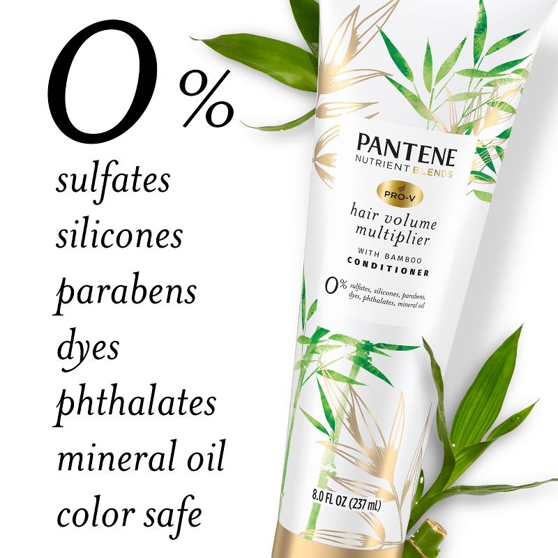 Pantene Nutrient Blends Silicone Free Bamboo Conditioner, Volume Multiplier for Fine Thin Hair - 8.0 fl oz, 5 of 11