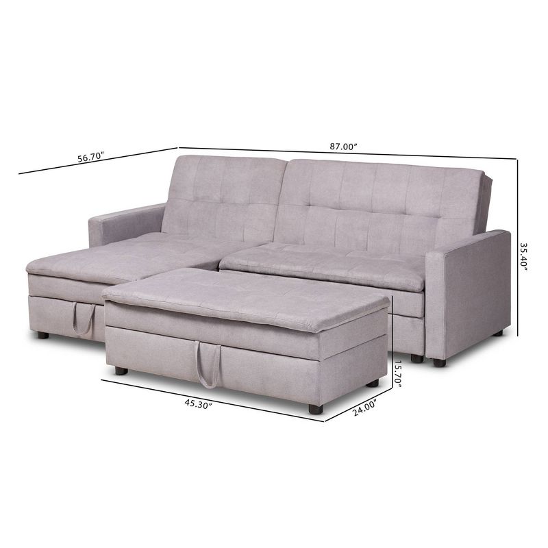 Noa Sectional Sofa with Ottoman Gray - Baxton Studio, 6 of 10
