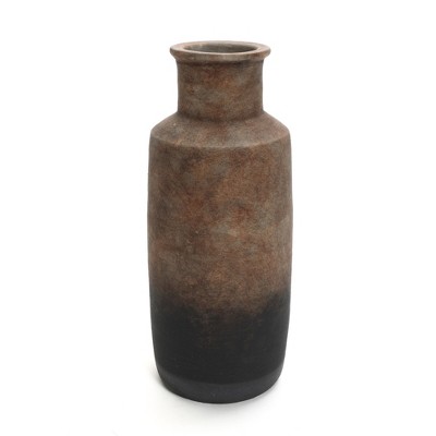 LuxenHome Brown Ombre Terracotta Narrow 14.8-Inch Tall Vase