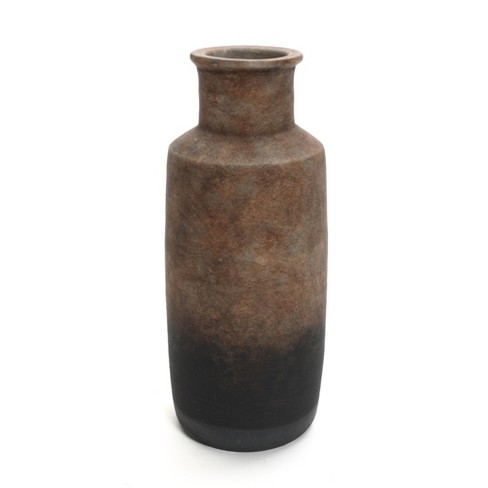 LuxenHome Brown Ombre Terracotta Narrow 14.8-Inch Tall Vase - image 1 of 4