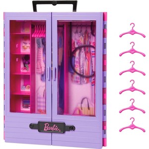 Barbie Fashionistas Ultimate Closet Purple Portable Storage w/ 6 Hangers & Rack - 1 of 4