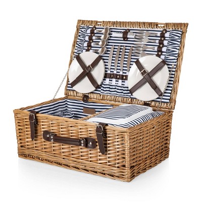 Belmont Striped Picnic Basket Blue/White - Picnic Time