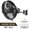 Mule 18 Inch Adjustable Outdoor Wall Mounted Fan with Omni-Reach Extended Arm, 3 Speeds, Damp Rated Adjustable Airflow, Matte Black - 3 of 4