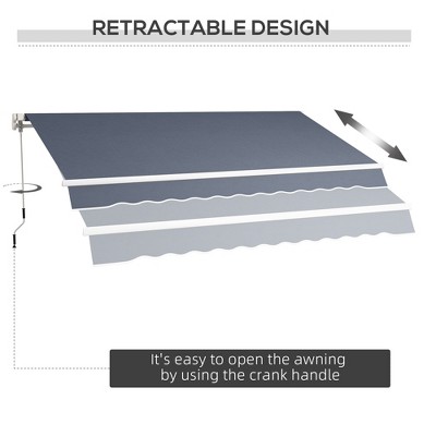 Charcoal Gray 12' x 10' Retractable Patio Awning with Aluminum Frame