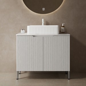 GDFStudio Hamel Freestanding Bathroom Vanity with Glossy White Ceramic Basin - 1 of 4