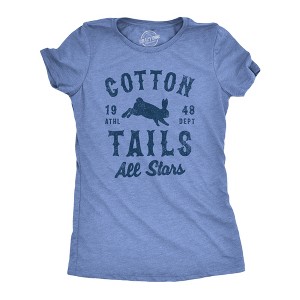 Womens Cotton Tails All Stars T Shirt Funny Holiday Sunday Bunny Team Tee For Ladies - Crazy Dog Women's T Shirt - 1 of 4