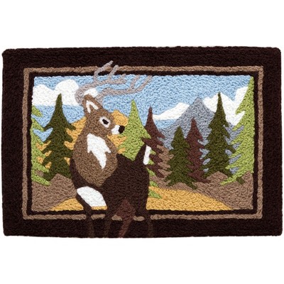 Jellybean Buck Country Doormat, 20" x 30" – Rustic Deer Silhouette Accent Rug for Cabins, Porches, or Entryways
