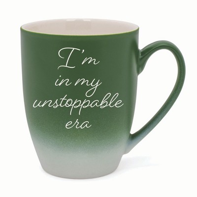 Elanze Designs In My Unstoppable Era Two Toned Ombre Matte 10 ounce New Bone China Coffee Tea Cup Mug For Your Favorite Morning Brew, Green and White