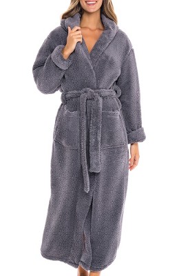 Women's Warm Winter Robe, Plush Fleece Full Length Long Hooded Bathrobe