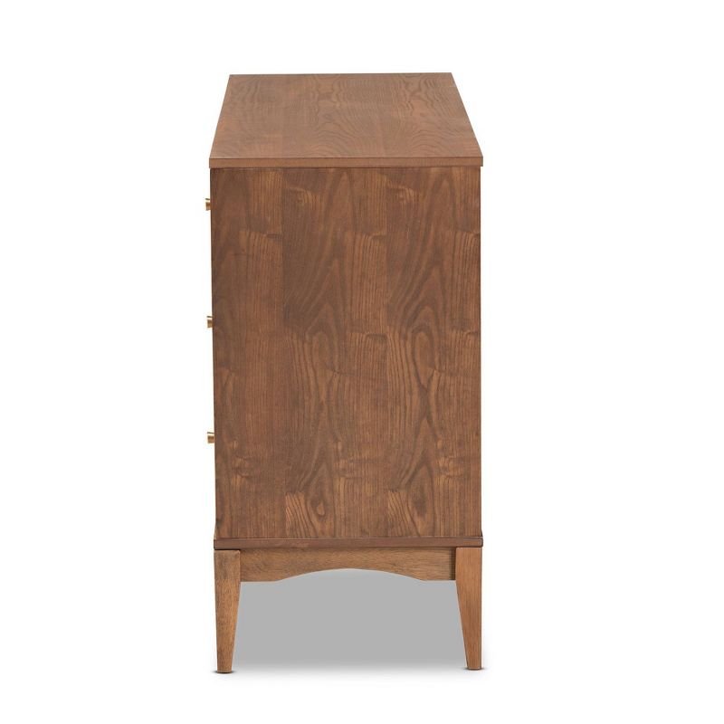Landis Wood 6 Drawer Dresser Ash Walnut/Gold - Baxton Studio, 3 of 13
