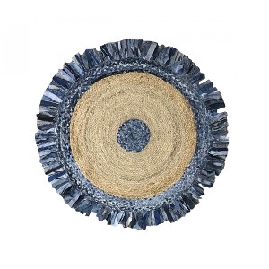 Denim Jute Braid Round shape Area Rug - Home Weavers - 1 of 2