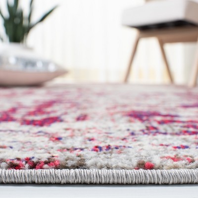 Beige and Wine Synthetic Flat Woven Runner Rug - 2' x 8'