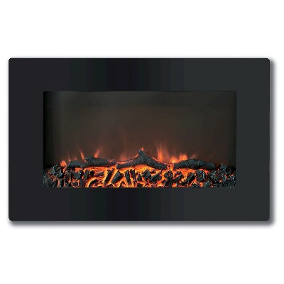 Cambridge CAM30WMEF-2BLK Callisto 30" Wall-Mount Electronic Fireplace with Flat-Panel and Realistic Logs