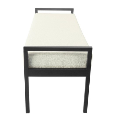 Cream Sherpa Upholstered Metal Bedroom Bench