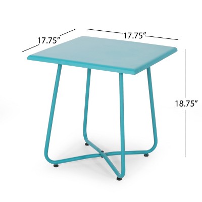 Teal Steel 18" Modern Outdoor Side Table