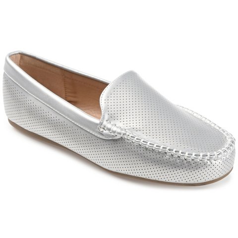 Женские туфли Journee Collection Women's Halsey Comfort Insole Slip On Round Toe Loafer Flats Silver 10WD