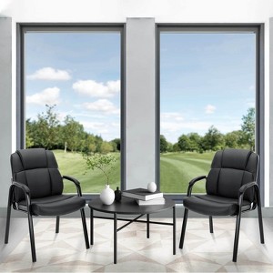 NicBex PU Leather Office Chair No Wheels,Office Guest Chair with Arms and Base,Modern Armchair Set of 2,Comfy Desk Chair for Conference Room - 1 of 4