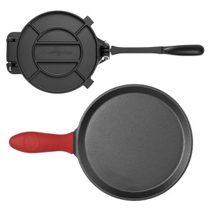 VEVOR Tortilla Press, 8 Inch Cast Iron Tortilla and Roti Maker, Heavy Duty Tortilladora Press with Handle and 100 Pcs Parchment Paper, Black - 1 of 4