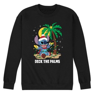 Men's - Lilo and Stitch - Deck the Palms Christmas Graphic Fleece Sweatshirt - 1 of 4