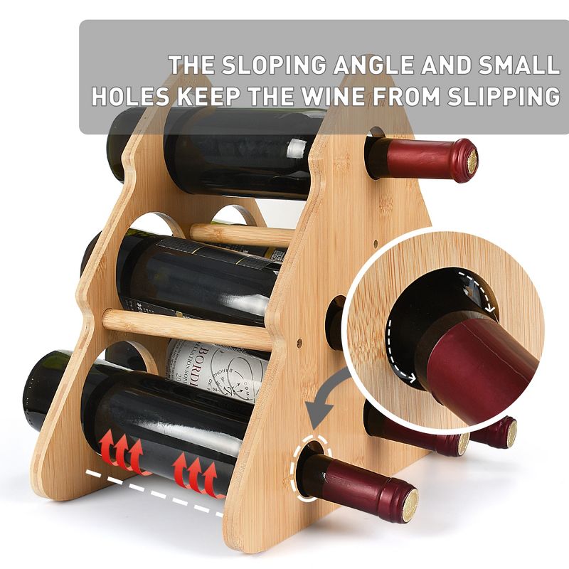 Tirrinia Wine Bottle Rack, Bamboo Wine Holder with Cute Tree Shape for Storage Kitchen Decor, Best Gift for Wine Lovers, 2 of 7