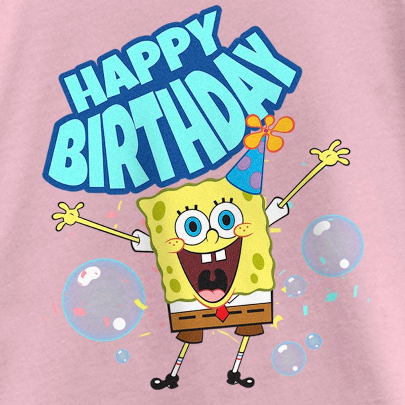 Girl's SpongeBob SquarePants Happy Birthday Bubbles T-Shirt, 2 of 5