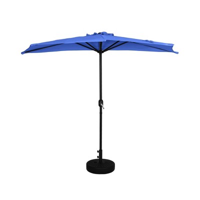 WestinTrends 9 Ft Half Market Patio Umbella with Black Round Plastic Base