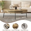 Oval Coffee Table with Drawer, 47.2“ Wooden Coffee Table with Storage and Cross Metal Legs, Mid-Century Modern Center Table Unique Curved Design - 3 of 4