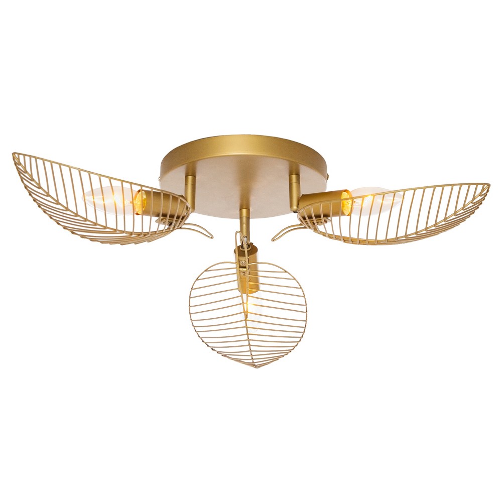 24" Theo Leaf Shade Ceiling Light - River of Goods: Gold Metal, 3-Bulb, UL Listed