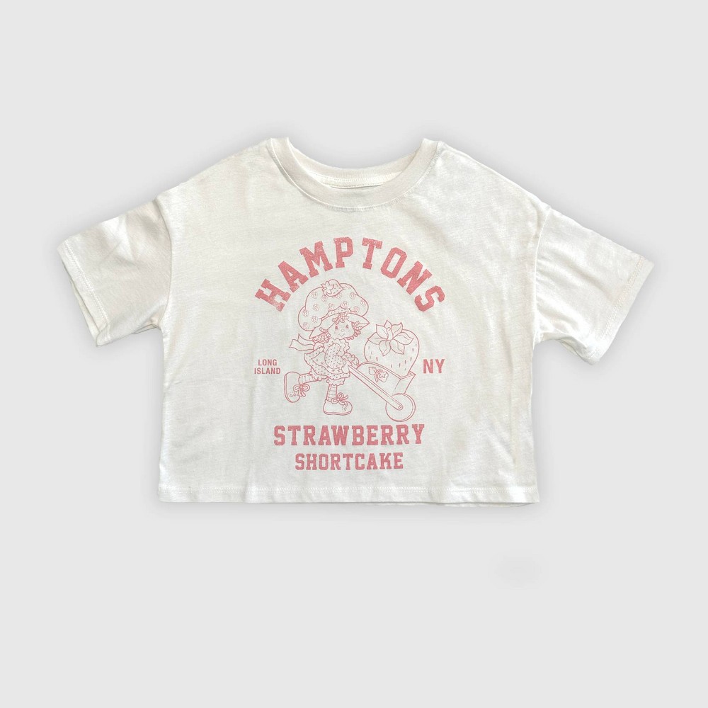 Girls' Strawberry Shortcake Hamptons Boxy Short Sleeve Graphic T-Shirt - White L