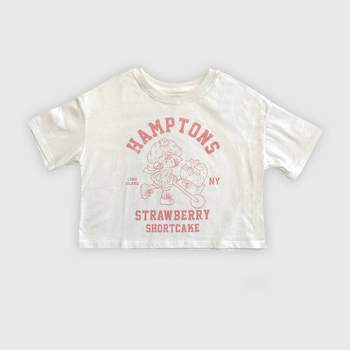 Girls' Strawberry Shortcake Hamptons Boxy Short Sleeve Graphic T-Shirt - White