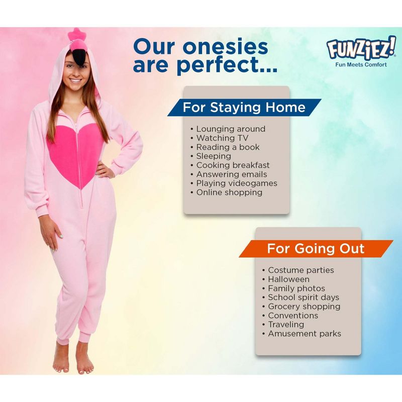 Funziez! Flamingo Slim Fit Women's Novelty Union Suit Costume for Halloween, 5 of 7