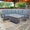 Courtyard Casual Cabo 4 pc Sectional Set with Fire Pit  Includes Left and Right Arm Loveseats, one Rectangle Firepit and one Armless Corner Chair - 2 of 4
