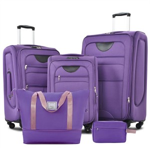 FATMOON Softside Luggage Expandable 3-Piece Set with Duffel Bag, Upright Spinner Softshell Lightweight Luggage for Travel - 1 of 4