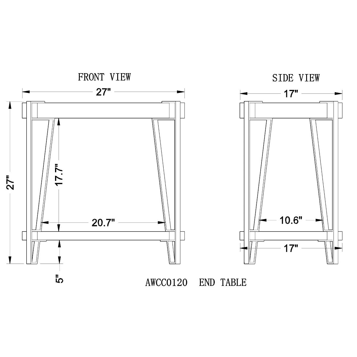 Alaterre Furniture 28" Ryegate Natural Brown Live Edge Solid Wood End Table Metal And Wood - thumbnail 5