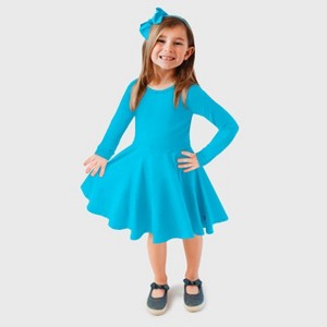 City Threads Girls Soft Jersey 100% Cotton Long Sleeve Skater Dress - USA-Made Twirly Dress for Toddlers/Kids - 1 of 4