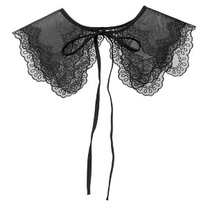 INSPIRE CHIC Women's Semi-Sheer Embroidery Neck Ruff Detachable Fake Dickey Collar Little Shawl 1 Pc - 1 of 4
