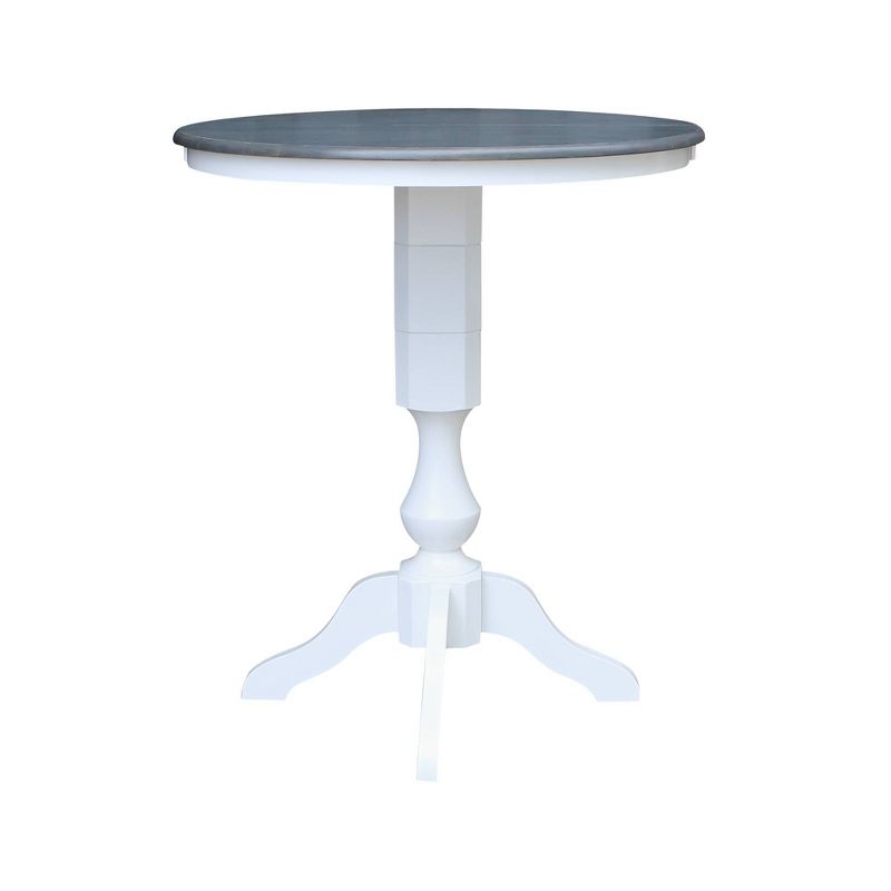 36&#34; Kent Round Top Bar Height Pedestal Dining Table with 12&#34; Leaf White/Heather Gray - International Concepts, 4 of 11