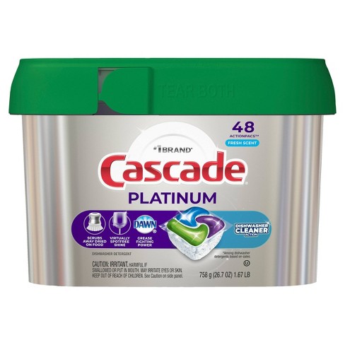 Cascade Platinum Dishwasher Detergent ActionPacs + Cleaner - Fresh Scent Pods - 48ct - image 1 of 4