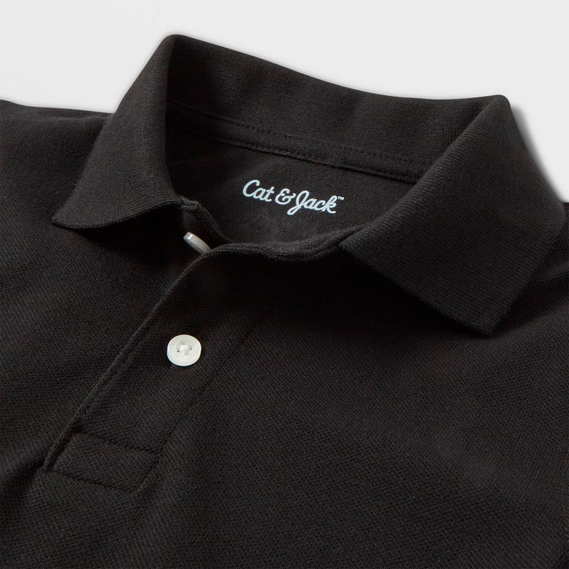 Toddler Boys' Short Sleeve Pique Uniform Polo Shirt - Cat & Jack™ Black, 4 of 5