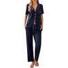 Ekouaer Women Pajamas Set Button Down Sleepwear Short Sleeve Nightwear with Long Pants Soft Pjs Set - 3 of 4