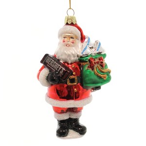 5.0 Inch Santa With Hershey Bar Glass Christmas Bag Kisses Tree Ornaments - 1 of 3